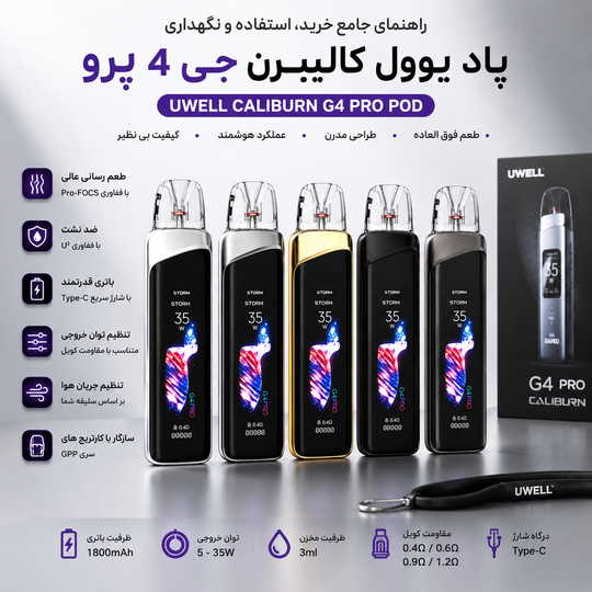 راهنمای جامع خرید، استفاده و نگهداری پاد یوول کالیبرن جی 4 پرو (UWELL CALIBURN G4 PRO POD)
