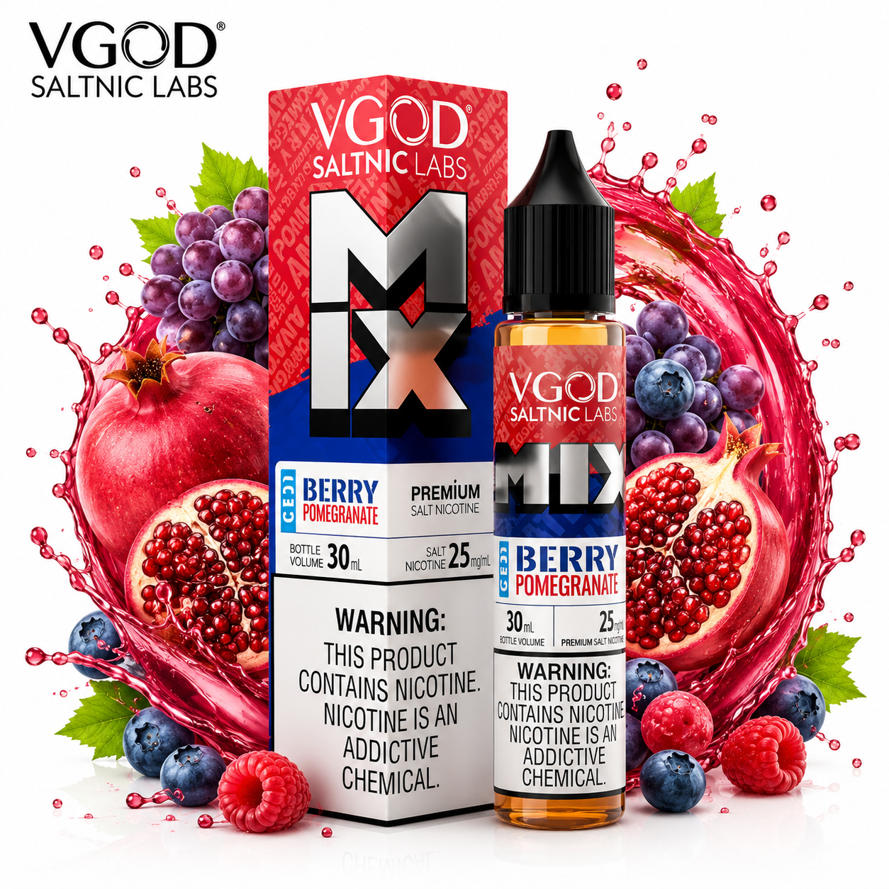 سالت ویگاد میکس توت انار یخ  VGOD Mix Iced Berry Pomegranate SaltNic E-Liquid 30ml