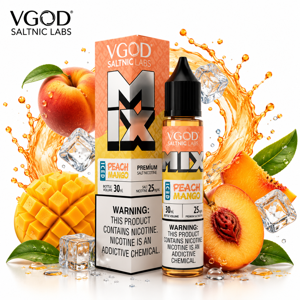 سالت ویگاد میکس هلو انبه یخ | VGOD Mix Iced Peach Mango SaltNic E-Liquid 30ml