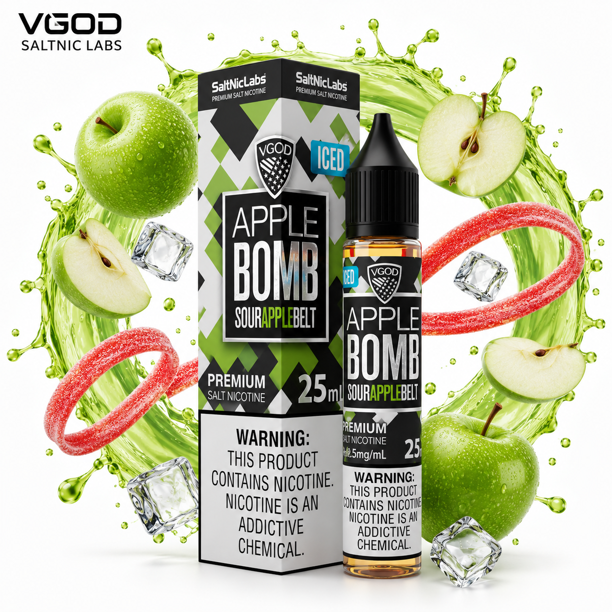 سالت ویگاد سیب سبز یخ | VGOD Iced Apple Bomb SaltNic E-Liquid 30ml