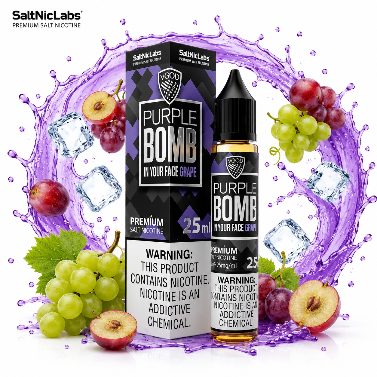 سالت ویگاد بمب انگور یخ | VGOD Iced Purple Bomb Grape SaltNic E-Liquid 30ml