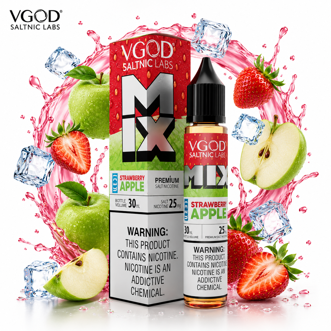 سالت ویگاد میکس توت فرنگی سیب یخ  VGOD Mix Iced Strawberry Apple SaltNic E-Liquid 30ml