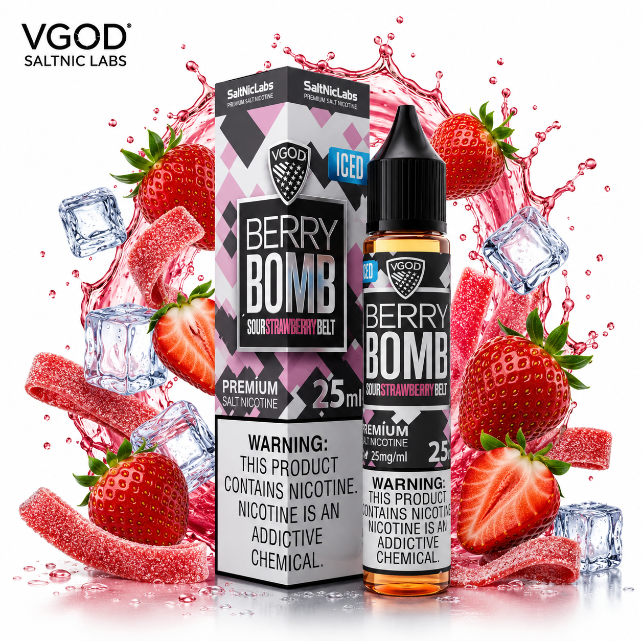 سالت ویگاد توت فرنگی یخ | VGOD Iced BerryBomb SaltNic E-Liquid 30ml