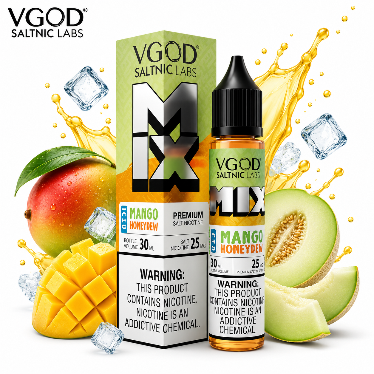 سالت ویگاد میکس انبه عسلی یخ  VGOD Mix Iced Mango Honeydew  SaltNic E-Liquid 30ml