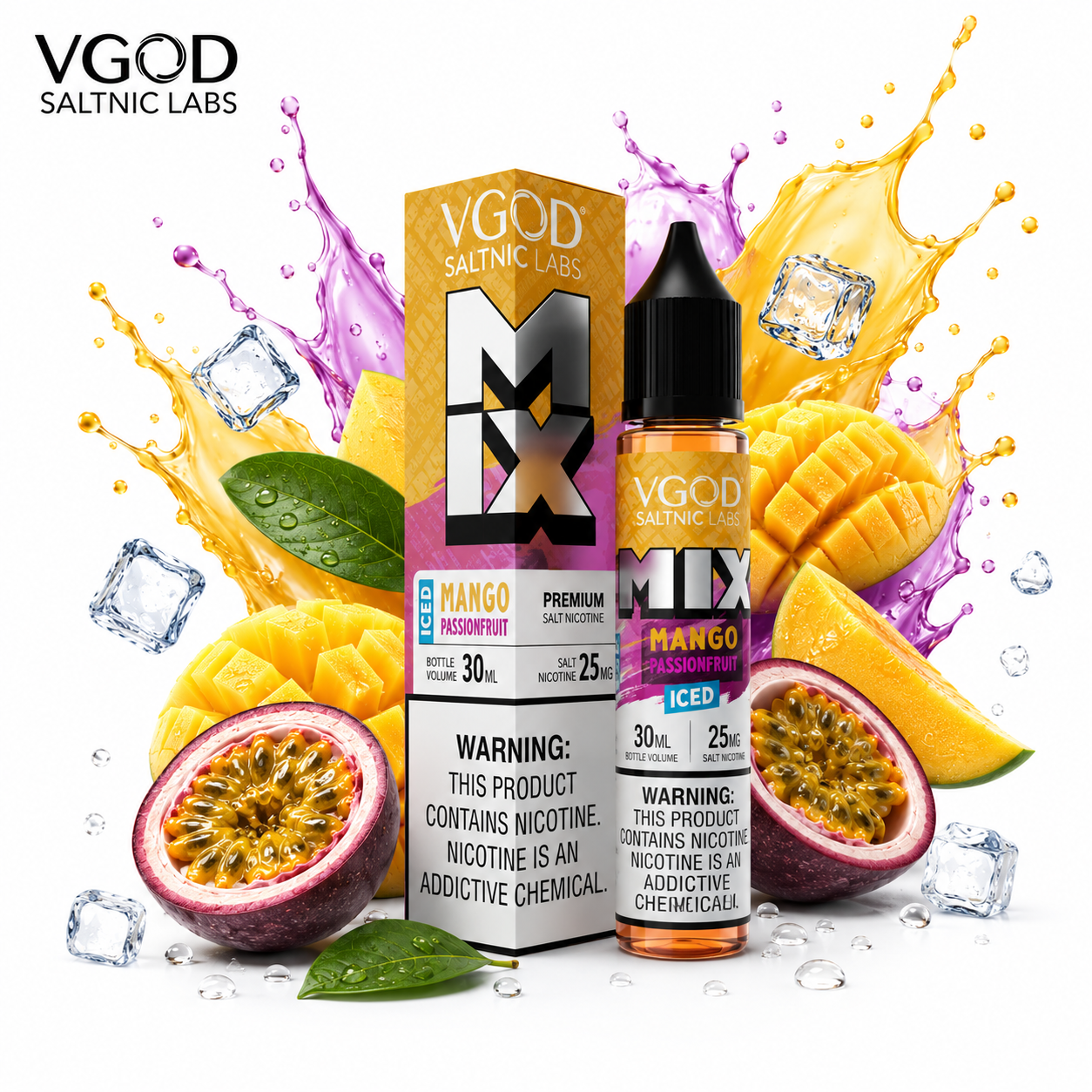 سالت ویگاد میکس انبه پشن فروت یخ  VGOD Mix Iced Mango Passionfruit  SaltNic E-Liquid 30ml