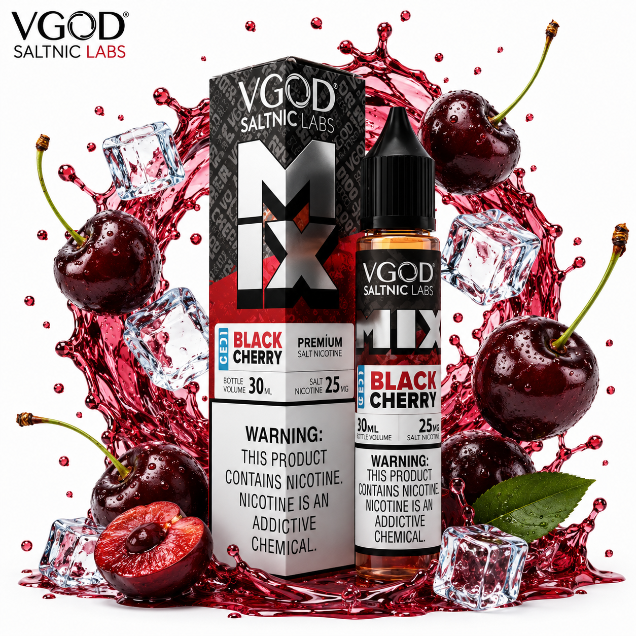 سالت ویگاد میکس گیلاس سیاه یخ  VGOD Mix Iced Black Cherry SaltNic E-Liquid 30ml