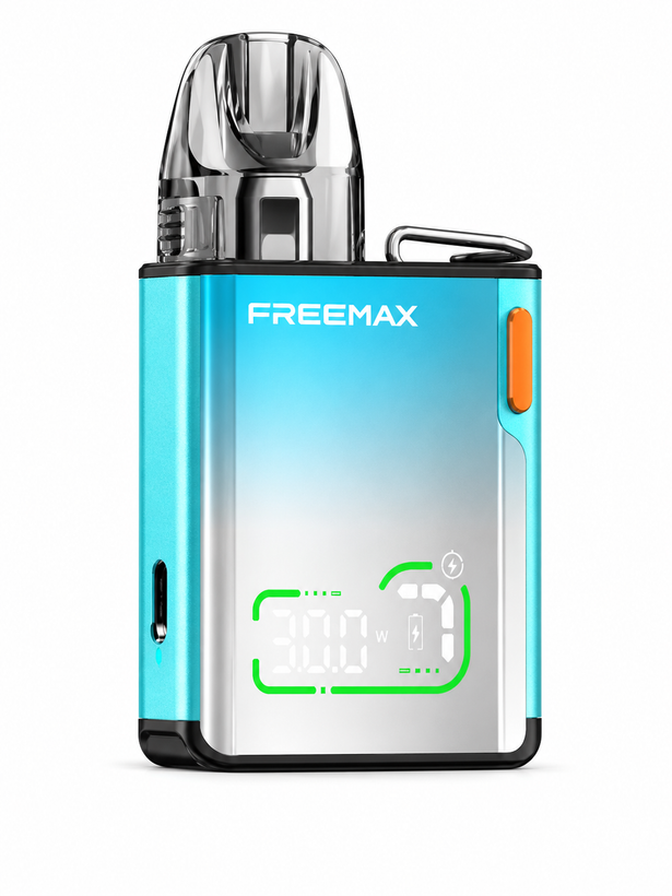 پاد سیستم Freemax Rexa SQ رنگ فیروزهای با باتری قدرتمند و شارژ Type-C تصویر رنگ Cyan پاد فریمکس رکسا اسکیو با طراحی جذاب