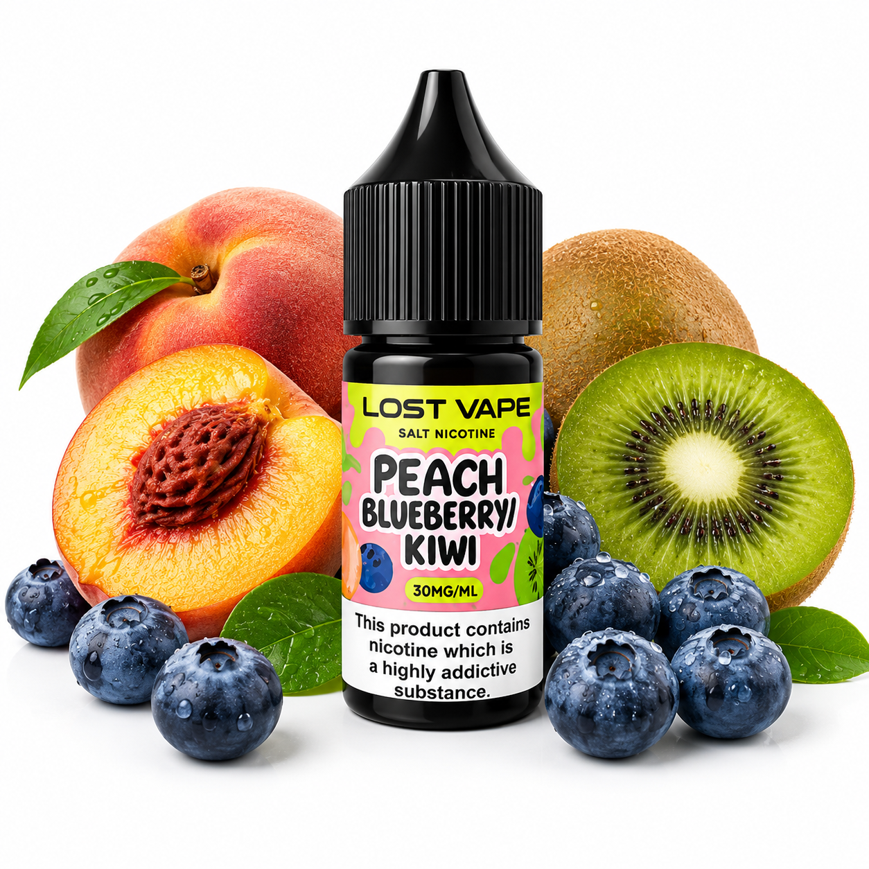 سالت نیکوتین هلو بلوبری کیوی کمپانی لاست ویپ | Lost Vape Peach Blueberry Kiwi Salt Nicotin 10 ML