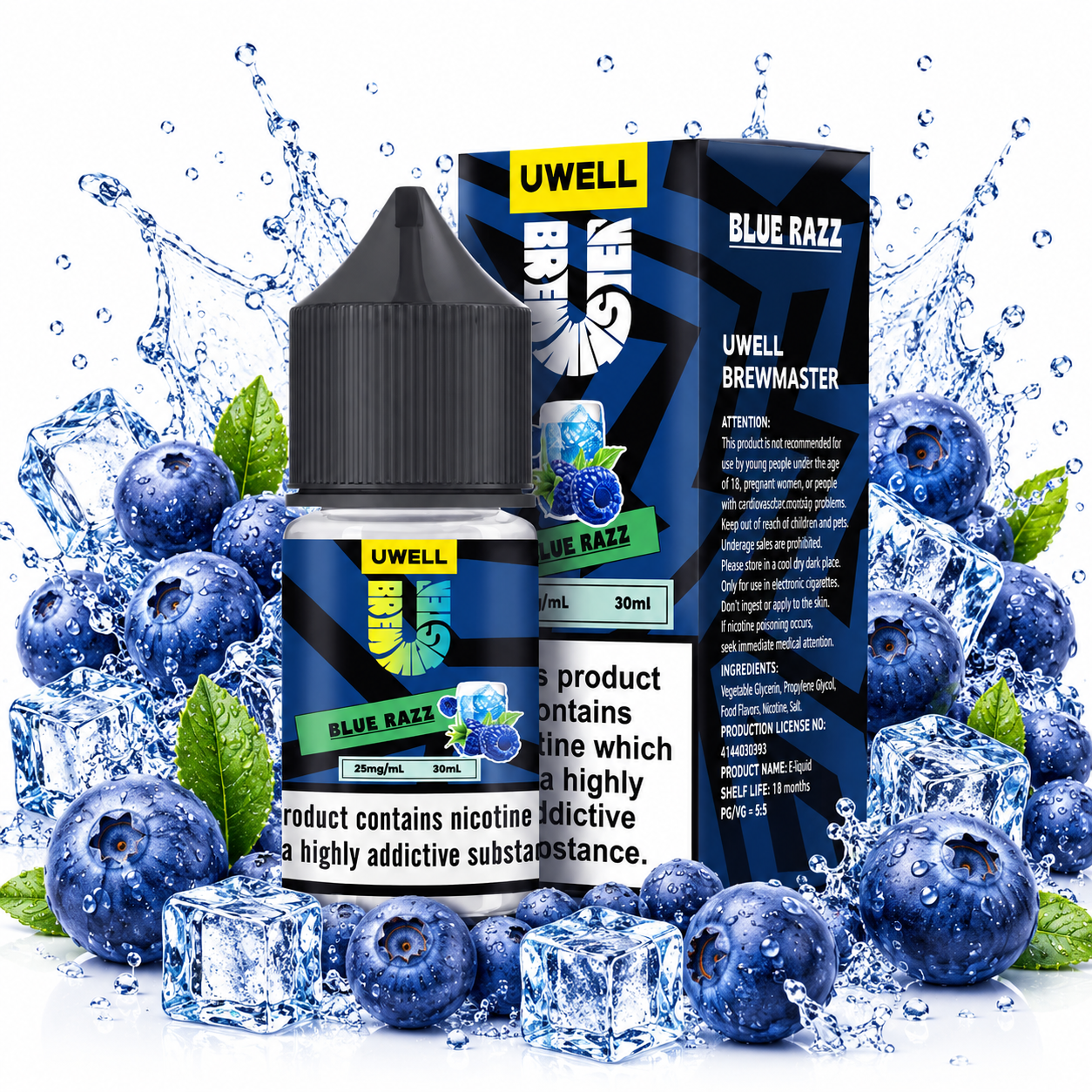 سالت تمشک آبی یخ کمپانی یوول | Uwell Salt Blue razz 30ml