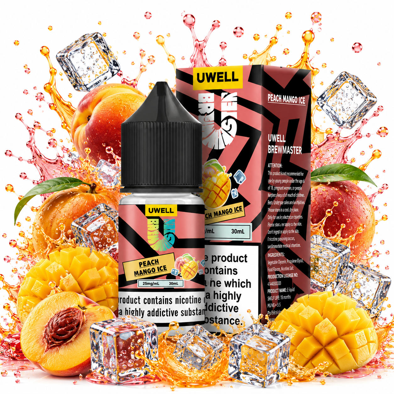 سالت هلو انبه یخ کمپانی یوول | Uwell Salt Peach Mango Ice 30ml
