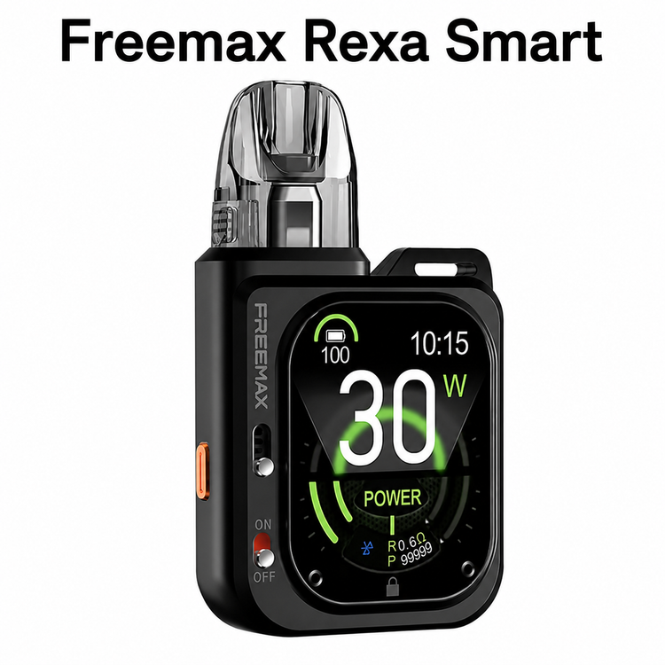 پادسیستم فریمکس رکسا اسمارت رنگ Black با بدنه مشکی مات و عملکرد پایدار تصویر Freemax Rexa Smart Pod Kit رنگ مشکی با نمایشگر لمسی و کنترل جریان هوا