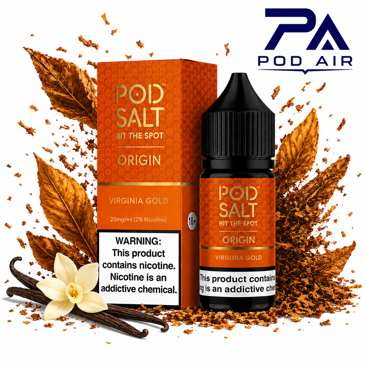 سالت پاد سالت ویرجینیا گلد Pod Salt Virginia Gold با طعم تنباکوی ویرجینیا و وانیل