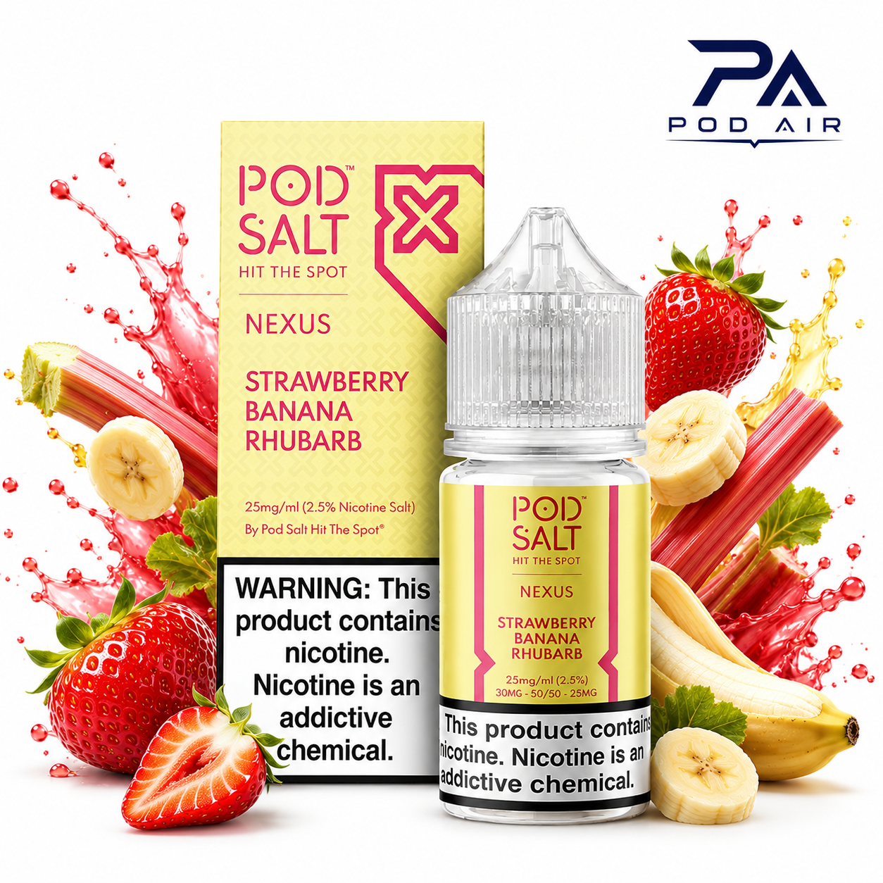 جویس پاد سالت Pod Salt Strawberry Banana Rhubarb طعم توت فرنگی موز ریواس