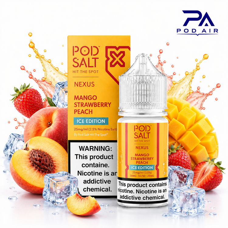 جویس سالت پادسالت Pod Salt Mango Strawberry Peach Ice Edition طعم انبه توت فرنگی و هلو یخ