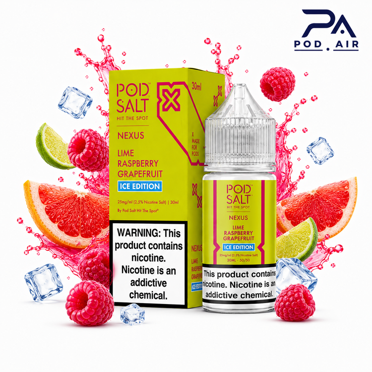 خرید سالت Pod Salt Lime Raspberry Grapefruit Ice Edition با طعم لیمو، رزبری و گریپ فروت