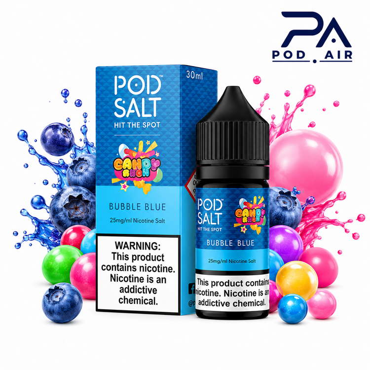 سالت بلوبری آدامس بادکنکی Pod Salt Bubble Blue | خرید سالت پاد سالت با طعم بلوبری شیرین و آدامس