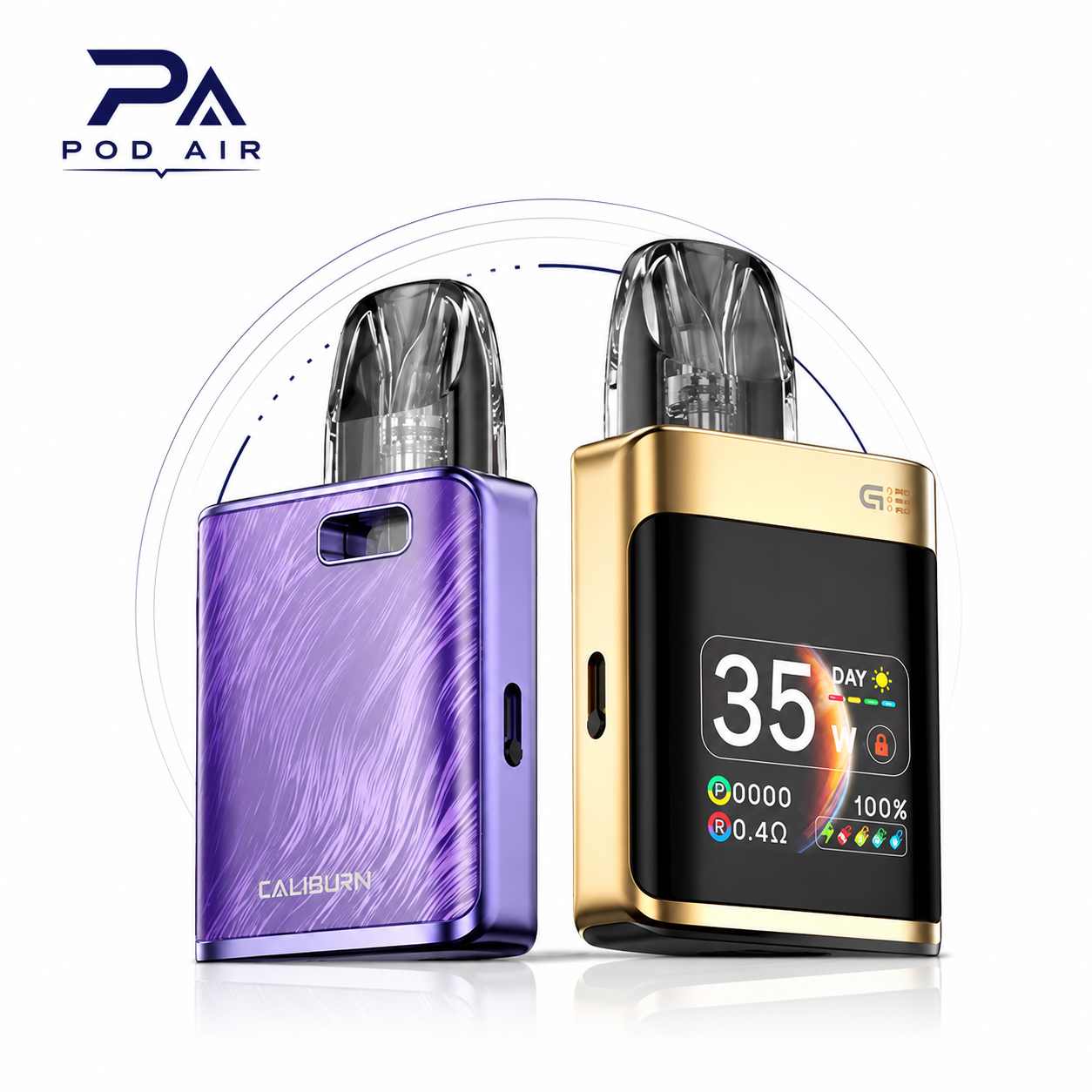 پاد کالیبرن جی ۳ پرو کوکو یوول با نمایش طراحی، رنگ‌بندی و نمایشگر رنگی | UWELL Caliburn G3 Pro KOKO