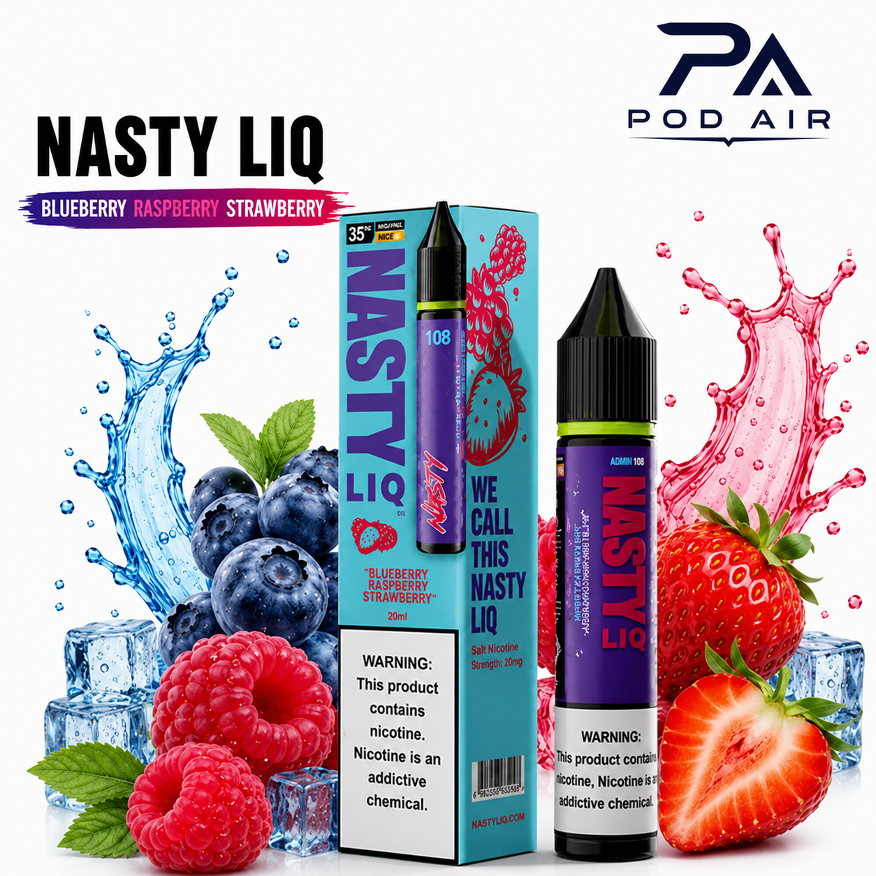 سالت نستی بلوبری تمشک توت فرنگی Nasty Liq Blueberry Raspberry Strawberry اورجینال