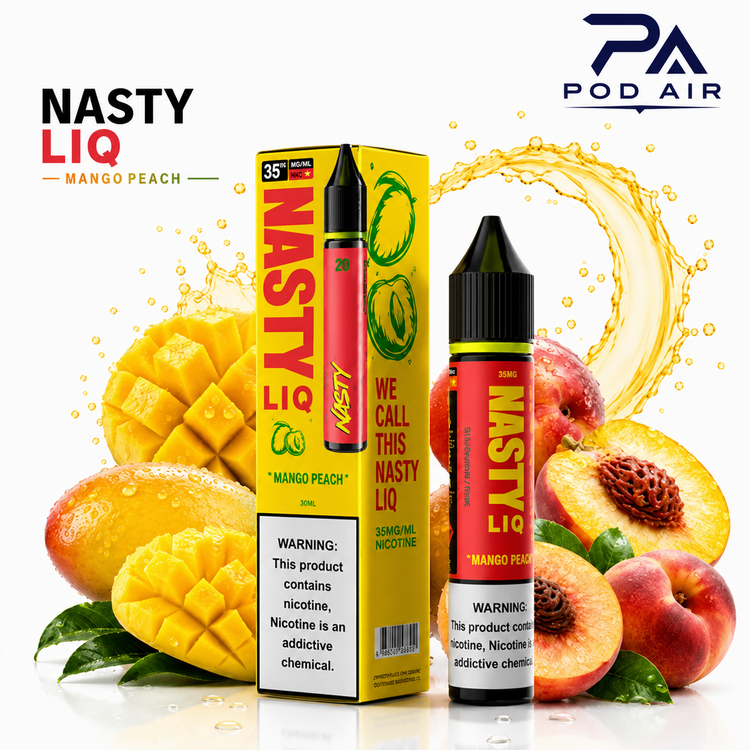 سالت نستی لیک انبه هلو Nasty Liq Mango Peach اورجینال مناسب پاد سیستم