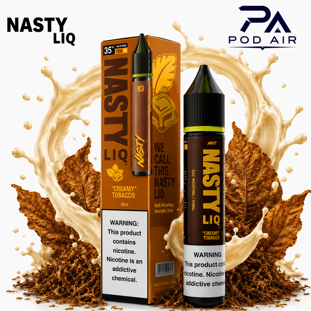 سالت نستی لیک تنباکو خامه‌ای Nasty Liq Creamy Tobacco اورجینال مناسب پاد سیستم