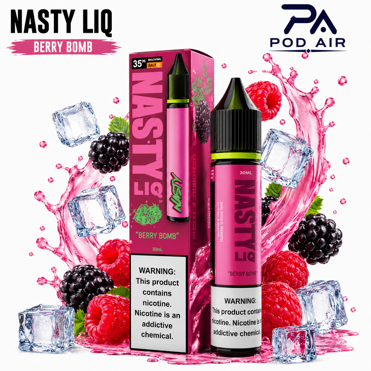 سالت نستی لیک بری بمب Nasty Liq Berry Bomb اورجینال مناسب پاد سیستم
