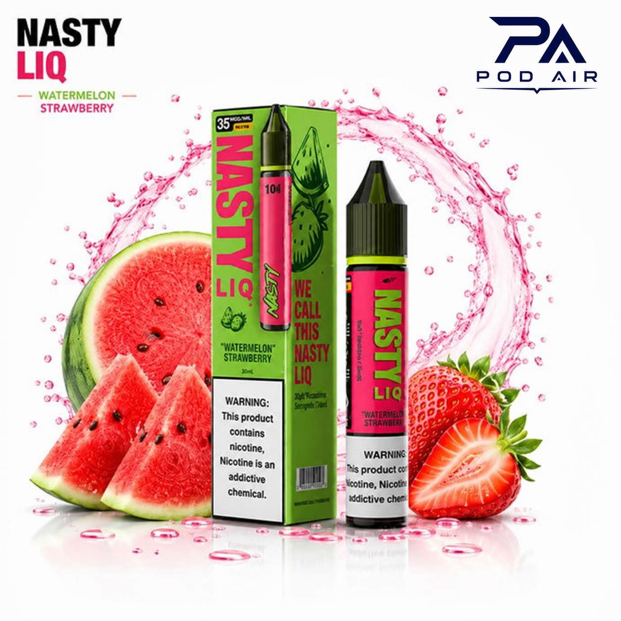 خرید سالت نستی هندوانه توت فرنگی | Nasty Liq Watermelon Strawberry Nic Salt 30ml