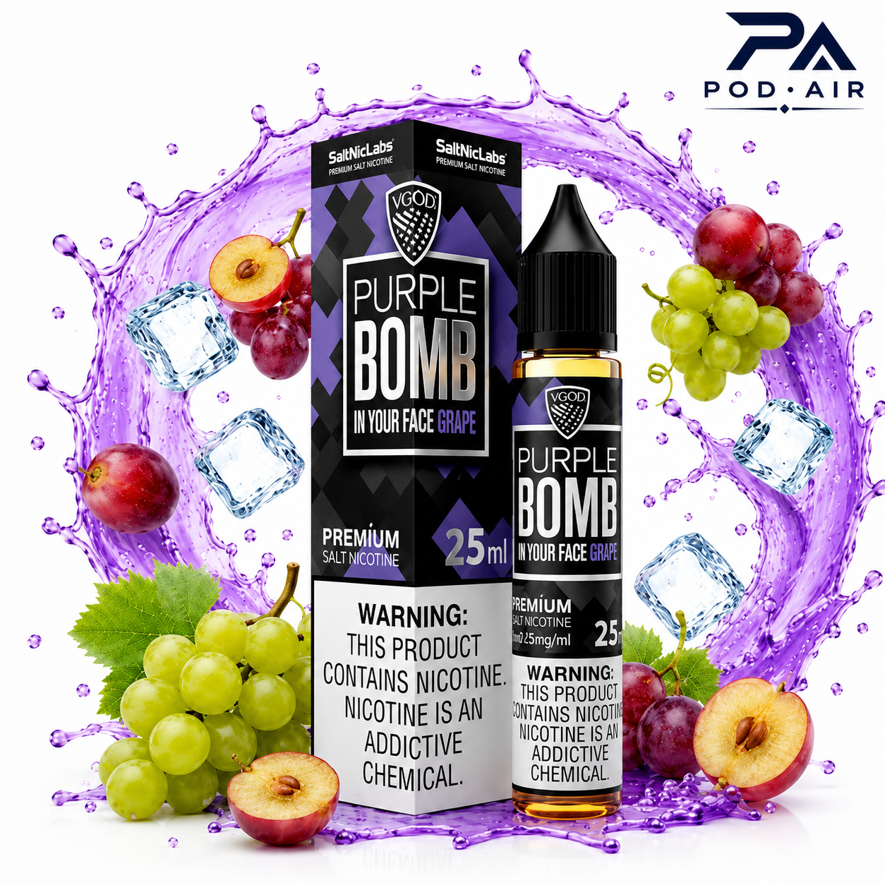 سالت ویگاد پرپل بمب انگور | SaltNicLabs Purple Bomb Grape Nic Salt 30ml