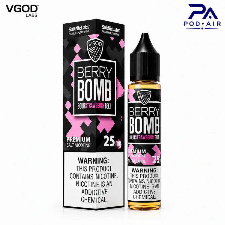 خریدسالت ویگاد بری بمب | VGOD SaltNic Labs Berry Bomb Sour Strawberry Belt Nic Salt 25mg