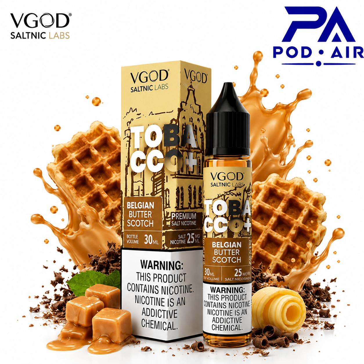 سالت ویگاد تنباکو نیکوتین VGOD Tobacco+ Belgian Butter Scotch حجم 30 میلی‌لیتر