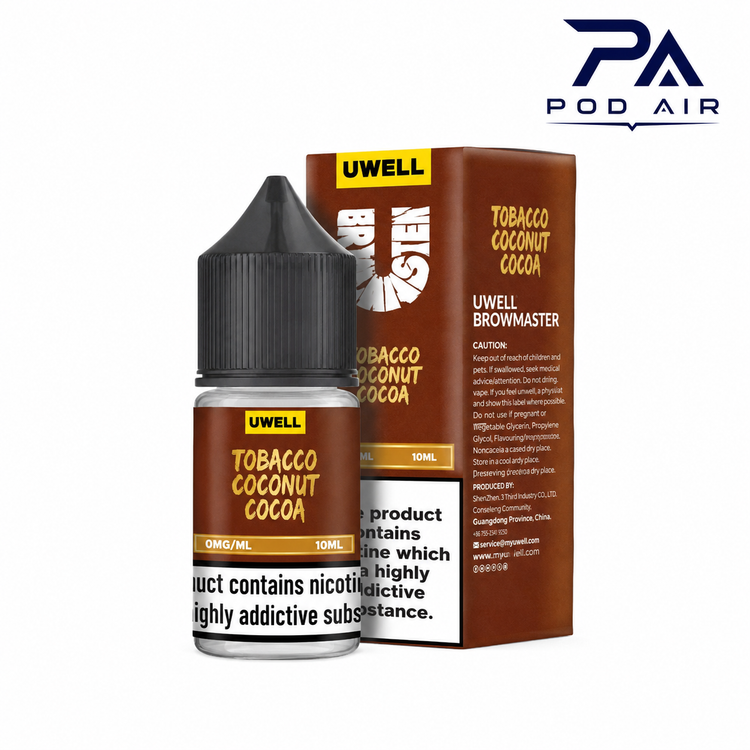 خرید سالت UWELL Brown Master Tobacco Coconut Cocoa با طعم تنباکو، نارگیل و شکلات، مناسب دستگاه پادسیستم
