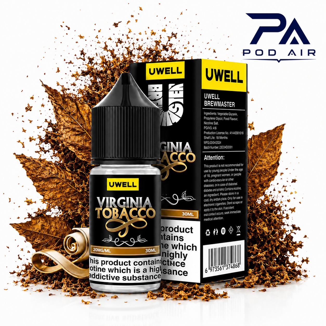 سالت توباکو ویرجنین تنباکو خالص کمپانی یوول | Uwell Salt Vir Ginian Tobacco 30ml
