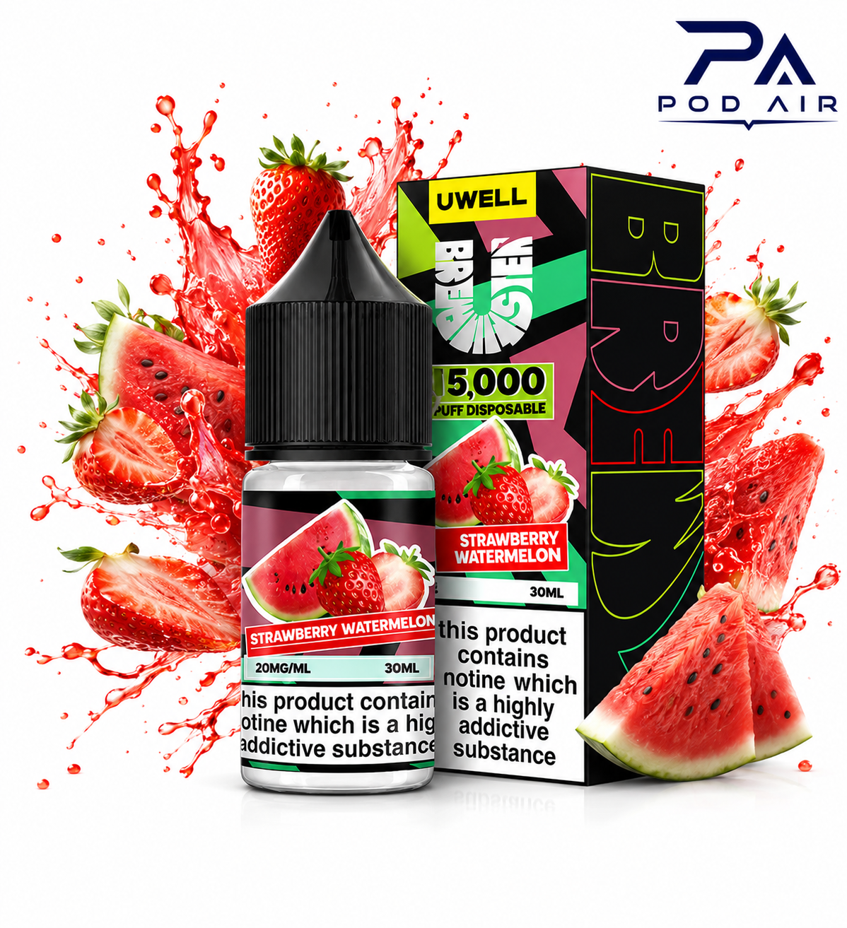 سالت توت فرنگی هندوانه کمپانی یوول | Uwell Salt Strawberry Watermelon 30ml