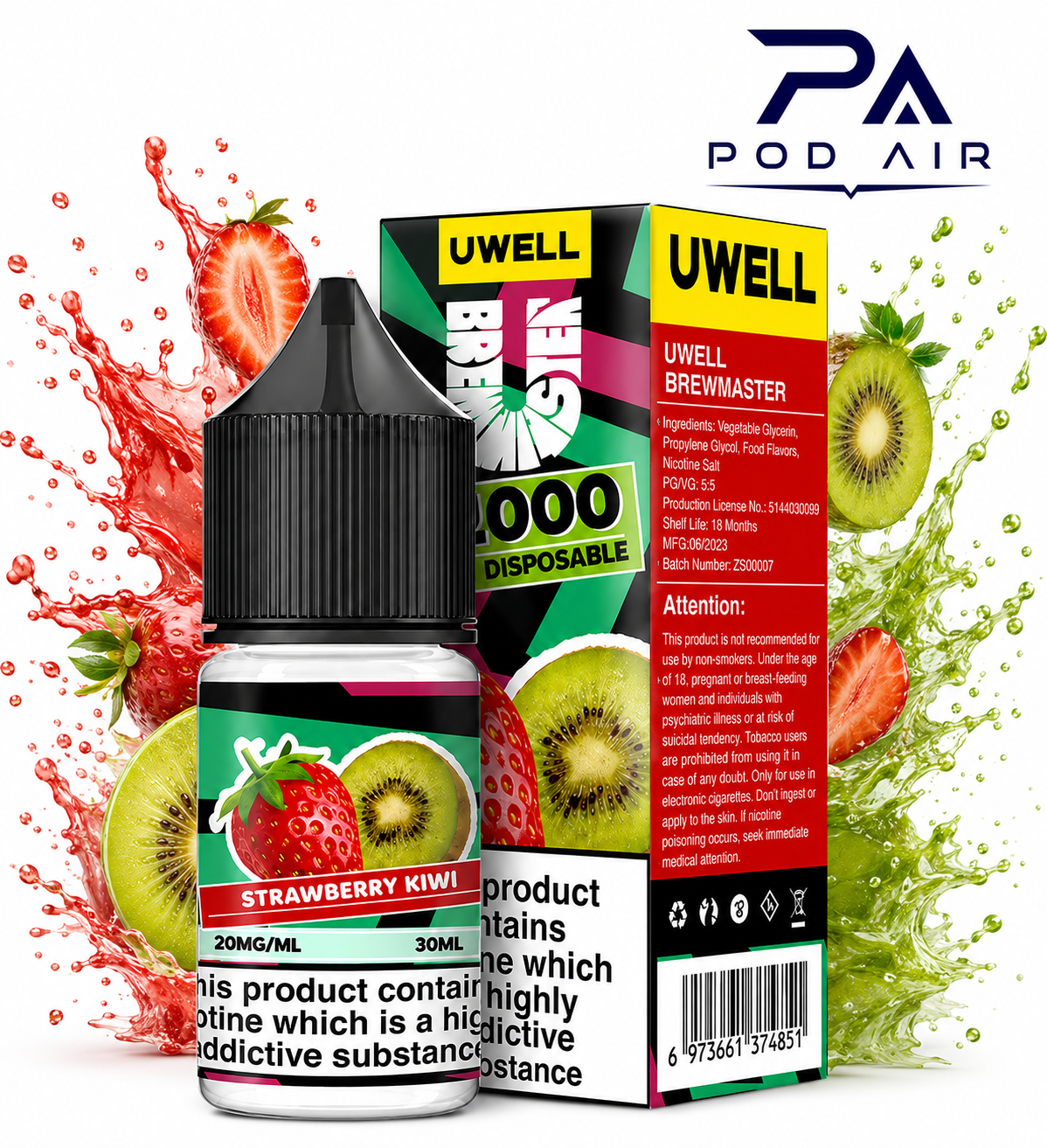 سالت توت فرنگی کیوی کمپانی یوول | Uwell Salt Strawberry Kiwi 30ml