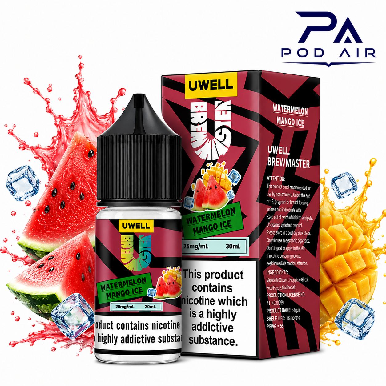 سالت هندوانه انبه یخ کمپانی یوول | Uwell Salt Watermelon Mango Ice 30ml