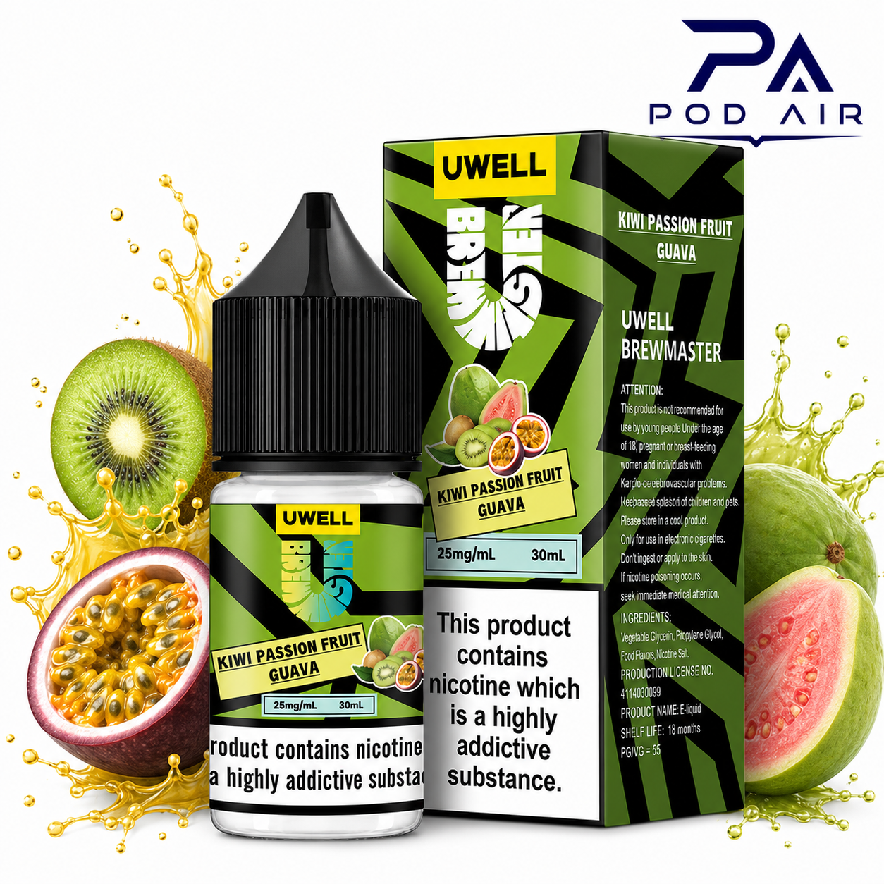 سالت کیوی پشن فروت گواوا کمپانی یوول | Uwell Salt Kiwi Passion Fruit Guava 30ml