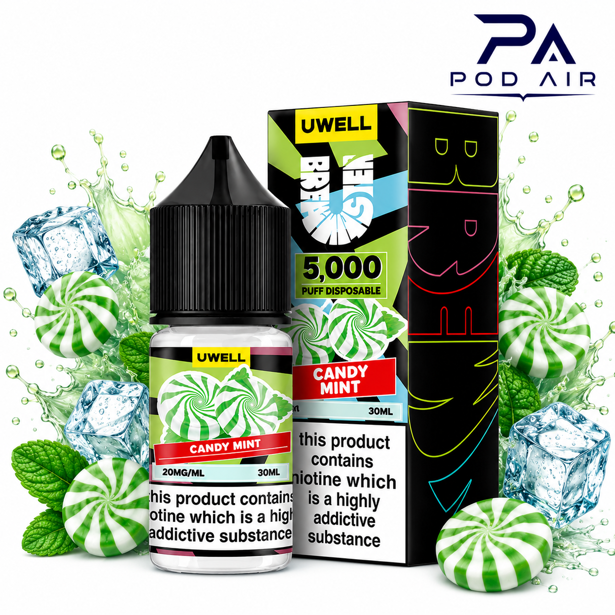 سالت آبنبات نعنایی کمپانی یوول | Uwell Salt Candy Mint 30ml