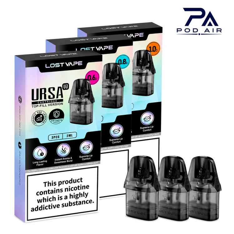 کارتریج اورسا V3 تاپ فیل لاست ویپ LOST VAPE URSA V3 TOP FILL اورجینال با مقاومتهای 0.6، 0.8 و 1.0 اهم مناسب دستگاههای سری URSA