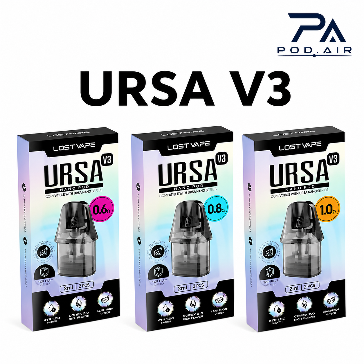کارتریج لاست ویپ V3 تاپ فیل ورژن جدید LOST VAPE URSA CARTRIDGE V3 TOP FILL اورجینال مناسب دستگاه‌های URSA