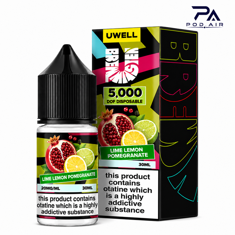سالت انار لیمو لایم یوول Uwell Pomegranate Lemon Lime 30ml با طعم متعادل انار شیرین و مرکبات تازه