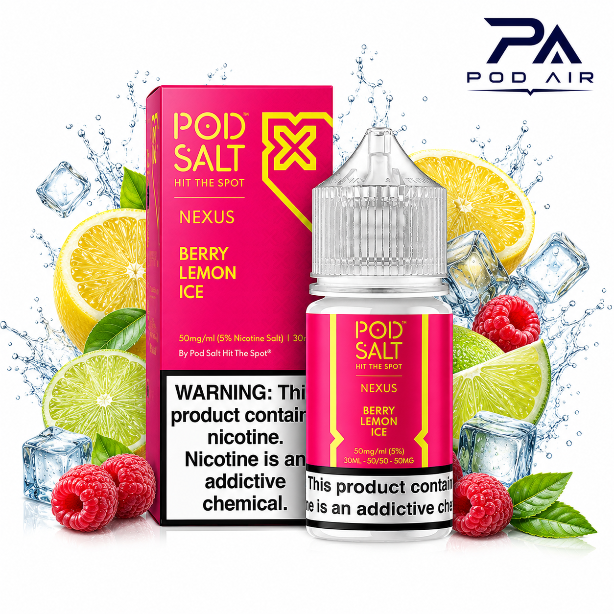 سالت پاد سالت تمشک و لیمو یخی با رایحه تازه و ماندگارPod Salt Berry Lemon Ice 30ml