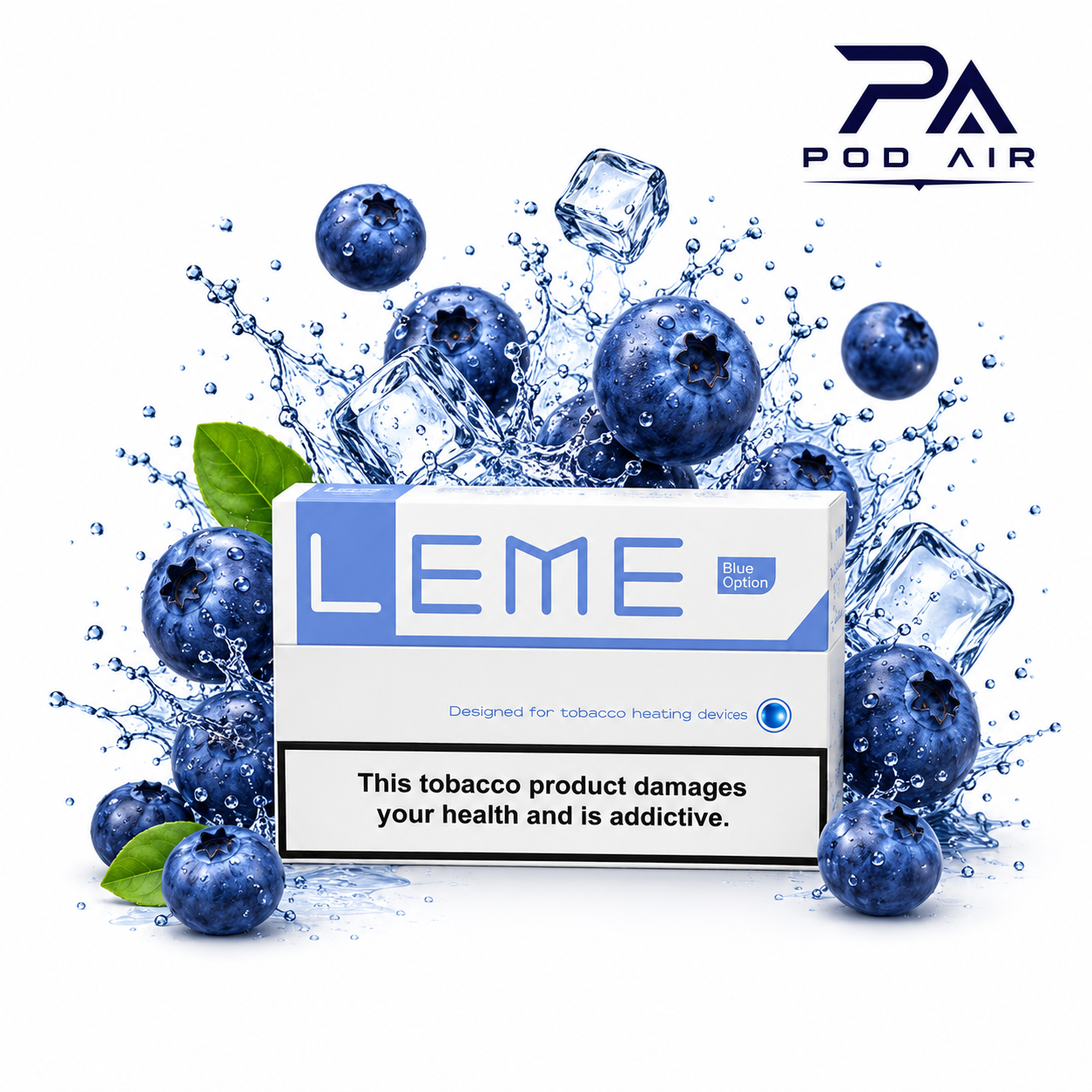 فیلتر سیگار آیکاس لمه بلوبری LEME Heated Tobacco Blue Option با طعم بلوبری تازه، رایحه میوه‌ای دلپذیر و سازگار با دستگاه IQOS