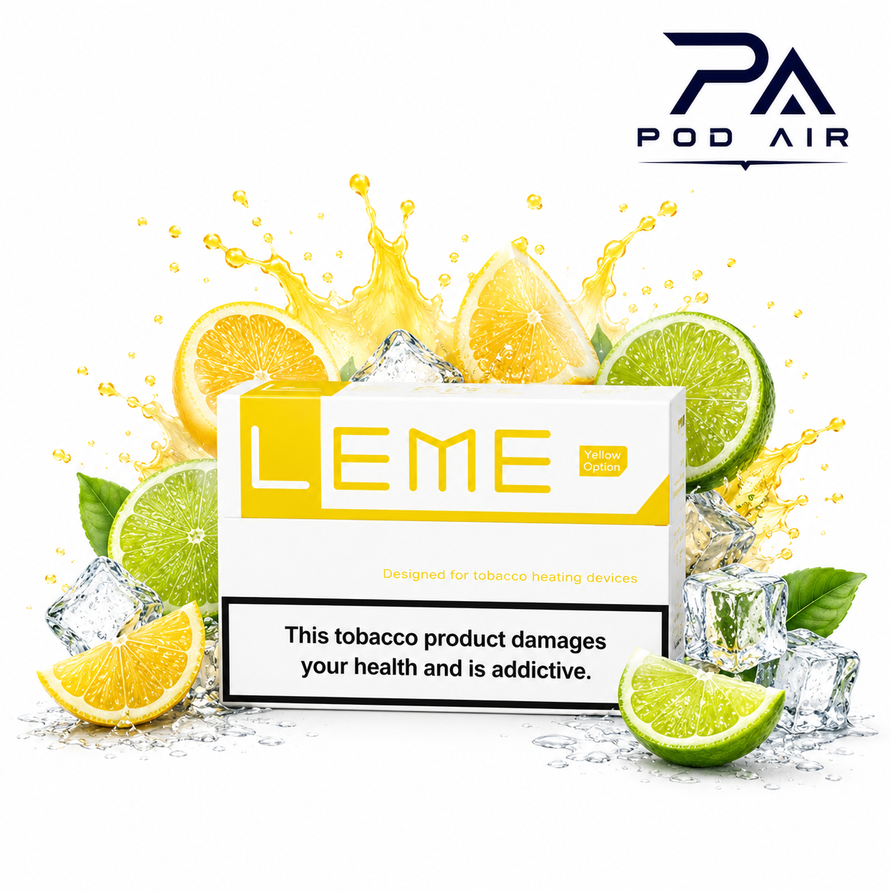 خرید فیلتر سیگار آیکاس لمه  LEME Yellow Option مناسب IQOS با عطر مرکباتی، طعم لیمو و کیفیت بالا