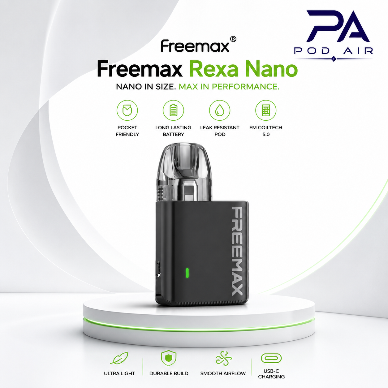 پاد سیستم فری‌مکس رکسا نانو Freemax Rexa Nano اورجینال با باتری قدرتمند، طراحی جمع‌وجور و عملکرد پایدار