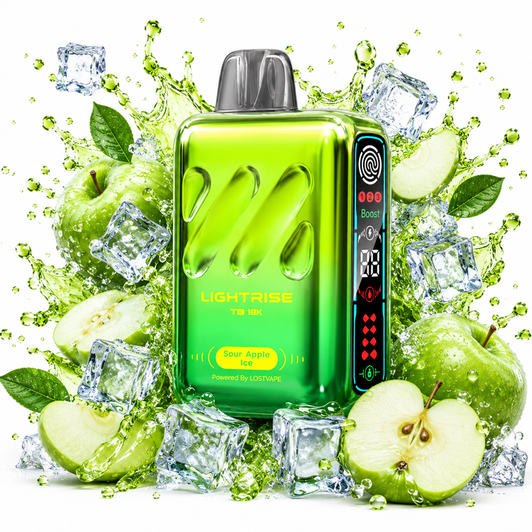پاد یکبار مصرف لاست ویپ لایت رایز 18000 پاف طعم سیب ترش یخ Sour Apple Ice