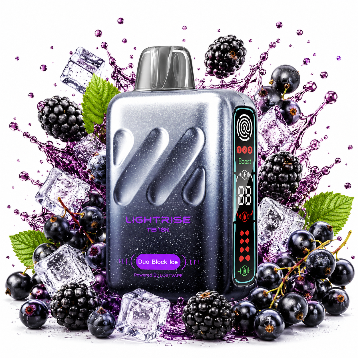 پاد یکبار مصرف لاست ویپ لایت رایز 18000 پاف طعم شاتوت انگور فرنگی یخ Duo Black Ice