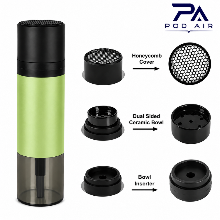 قلیان Portable Travel Hookah Green با طراحی مینیمال و رنگ متالیک