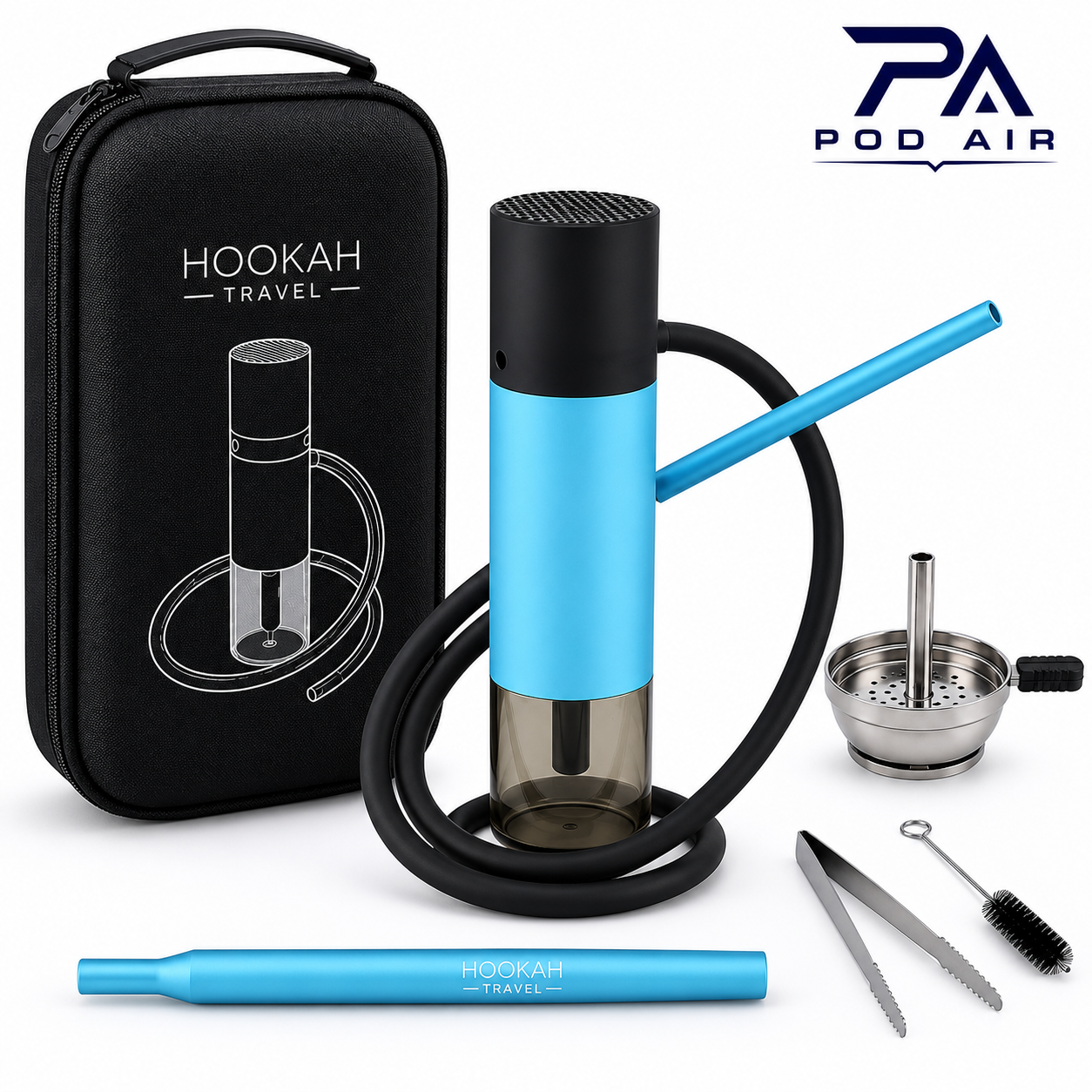 قلیان ماشینی (مسافرتی) برند هوکا آبی | Portable Travel Hookah Blue