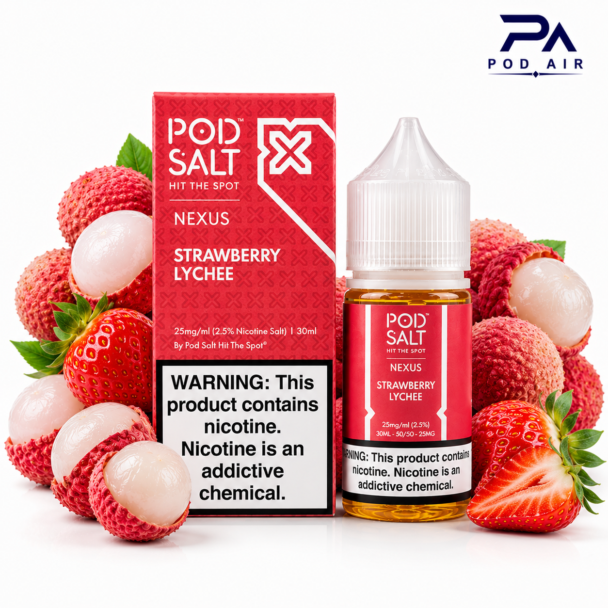 خرید سالت پاد سالت توت فرنگی لیچی Strawberry Lychee با طعم شیرین و ماندگار