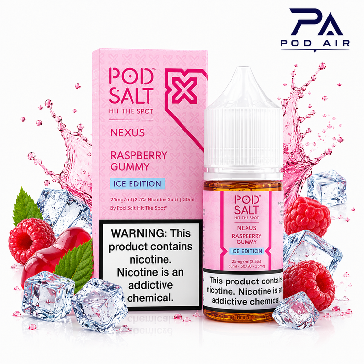 سالت رزبری آدامسی یخی پاد سالت Pod Salt Raspberry Gummy Ice Edition