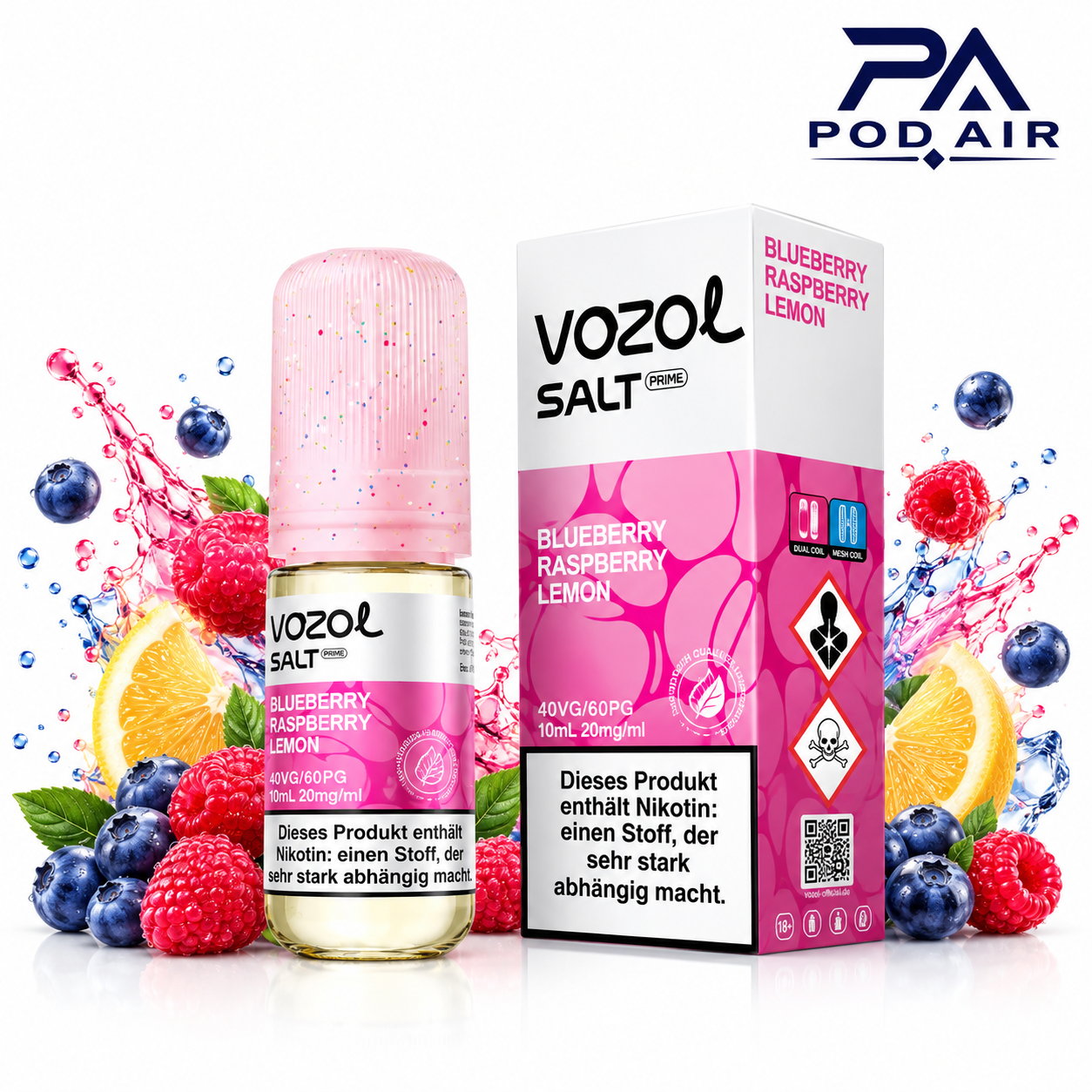 سالت بلوبری تمشک لیمو وزول  | Vozol Liquid Bluberry Raspberry Lemon 10ml